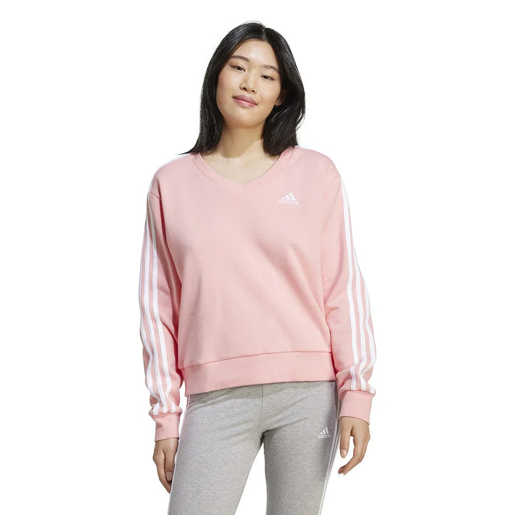 adidas Essentials 3 Stripes V-Neck sweatshirt - Women - Sports Excellence