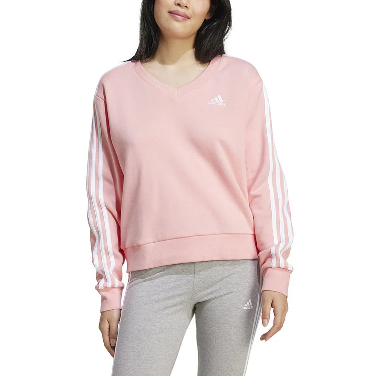 adidas Essentials 3 Stripes V-Neck sweatshirt - Women - Sports Excellence
