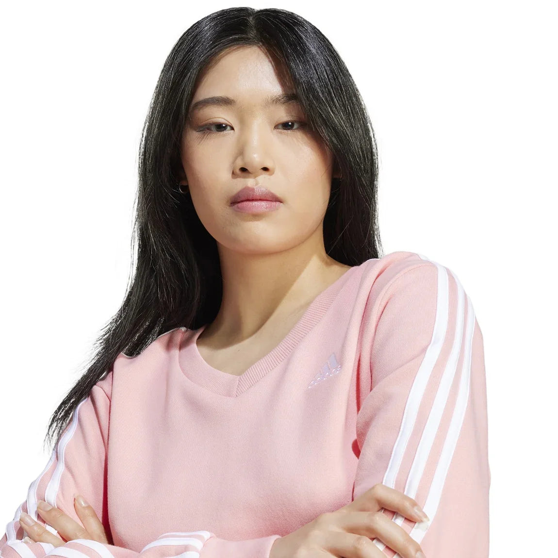adidas Essentials 3 Stripes V-Neck sweatshirt - Women - Sports Excellence