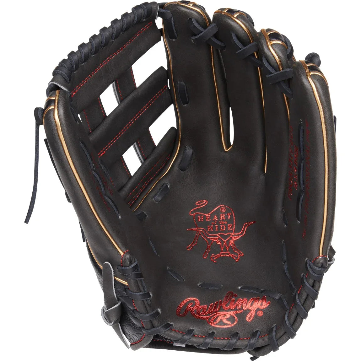 Rawlings 12.75" Heart of the Hide Black Croc Leather Outfield Glove (2025) - Sports Excellence