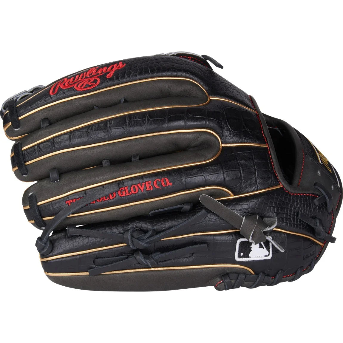 Rawlings 12.75" Heart of the Hide Black Croc Leather Outfield Glove (2025) - Sports Excellence