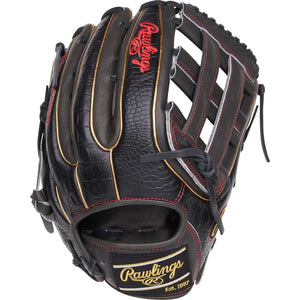 Rawlings 12.75" Heart of the Hide Black Croc Leather Outfield Glove (2025) - Sports Excellence
